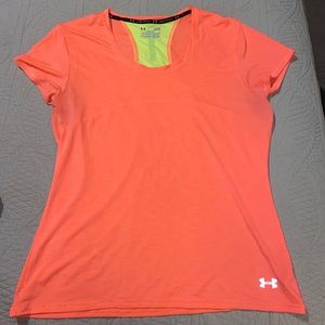 Neon Orange Under Armour athletic shirt